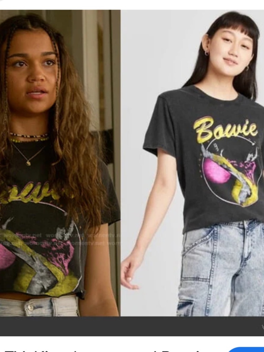 Bowie Graphic Crop Tee - Vintage Black